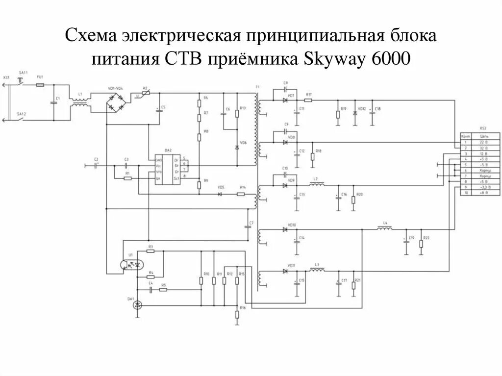 Принципиальная электрическая схема питания Структурная схема ресивера Skyway 6000 - презентация онлайн