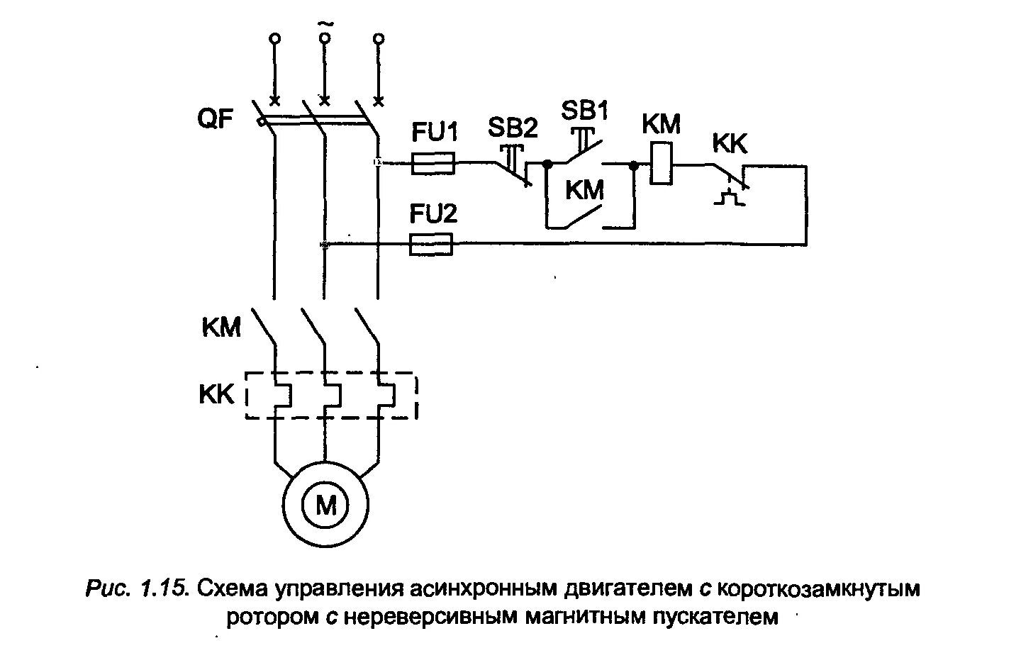 Принципиальная электрическая схема подключения электродвигателя Картинки СХЕМА УПРАВЛЕНИЯ АСИНХРОННОГО ДВИГАТЕЛЯ С КОРОТКОЗАМКНУТЫМ РОТОРОМ