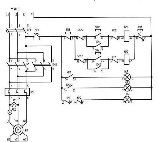 Принципиальная электрическая схема подключения электродвигателя Наладка электрооборудования. Дипломная (ВКР). Физика. 2011-03-13