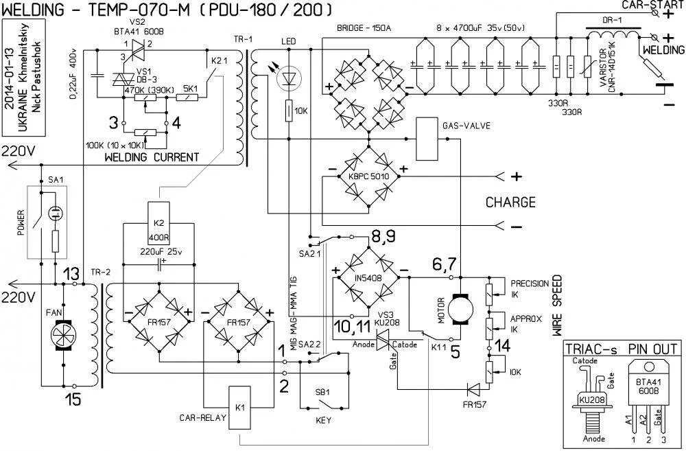 Принципиальная электрическая схема полуавтомата Сварочный полуавтомат своими руками: описание, чертежи, схемы