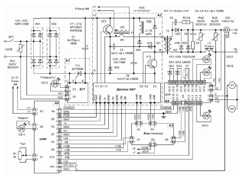 Принципиальная электрическая схема преобразователя Сварочный инвертор начального уровня, пример разработки Силовая электроника