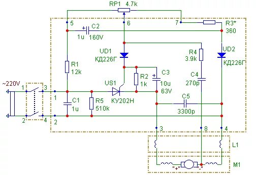 Принципиальная электрическая схема пылесоса Тиристорный регулятор мощности