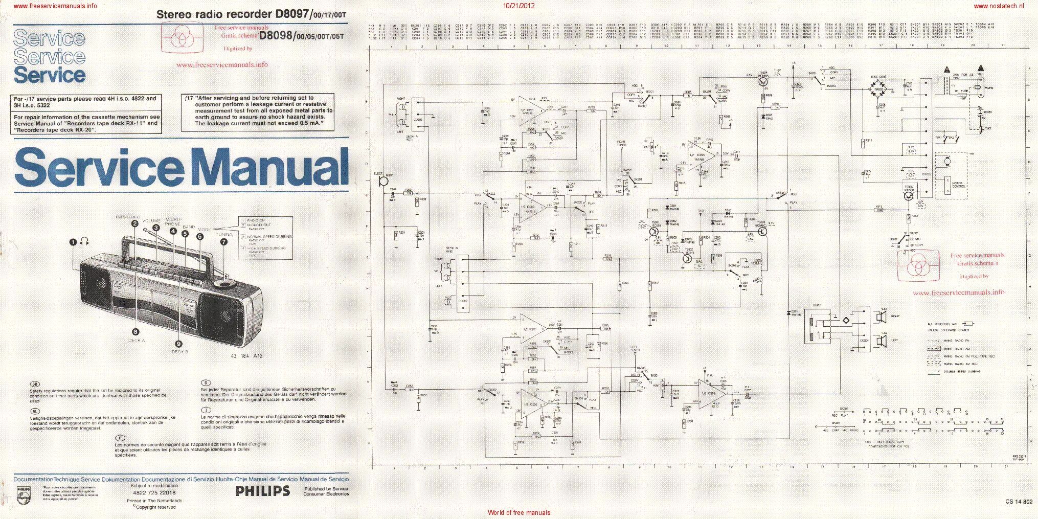 Принципиальная электрическая схема радиоприемник philips aw7792 14m PHILIPS 22AH309-00-15 HIFI STEREO PA SM Service Manual download, schematics, eep