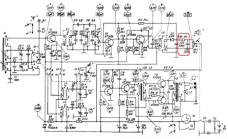 Принципиальная электрическая схема радиоприемника бзрп рп 317 Форум РадиоКот * Просмотр темы - Завал ВЧ в промышленном приёмнике