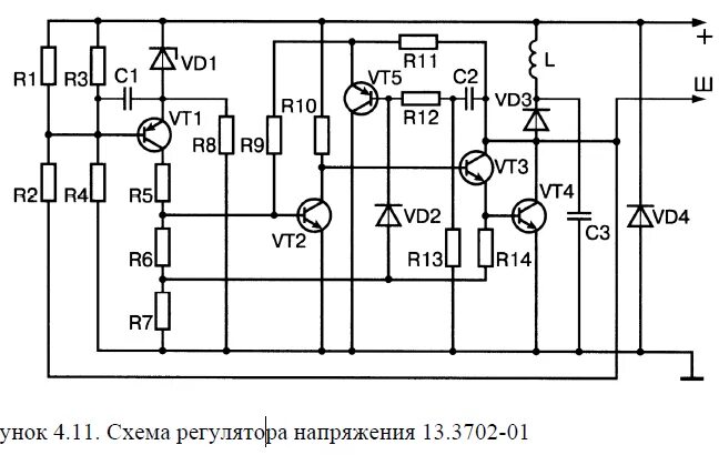 Принципиальная электрическая схема регулятора напряжения Регулятор напряжения бесконтактный, на полупроводниковых при