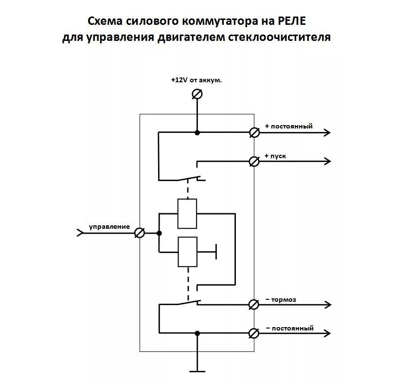 Принципиальная электрическая схема реле стеклоочиститель - силовые реле для мотор-редуктора - Lada 4x4 3D, 1,7 л, 2015 г