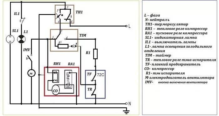 Принципиальная электрическая схема реле Ремонт холодильника - DRIVE2