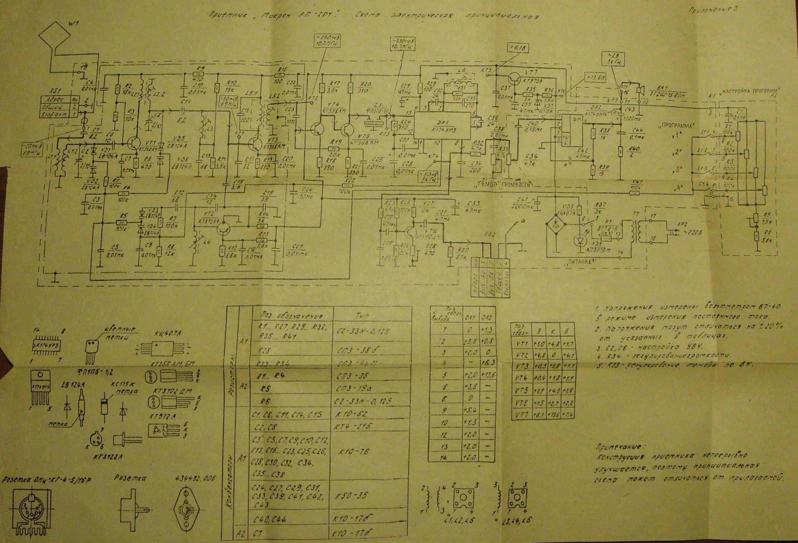 Принципиальная электрическая схема рп 313 Радиоприёмник Микрон РП-201 Радиодетали в приборах