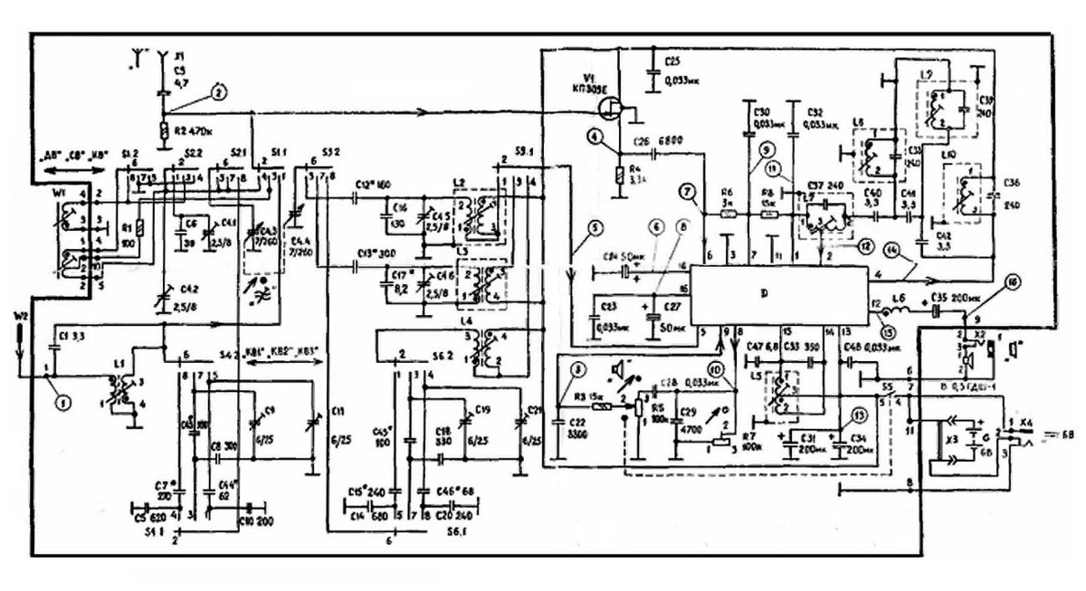 Принципиальная электрическая схема рп 313 Советские транзисторные радиоприемники 1985-1989г Shema_Tehnik Дзен