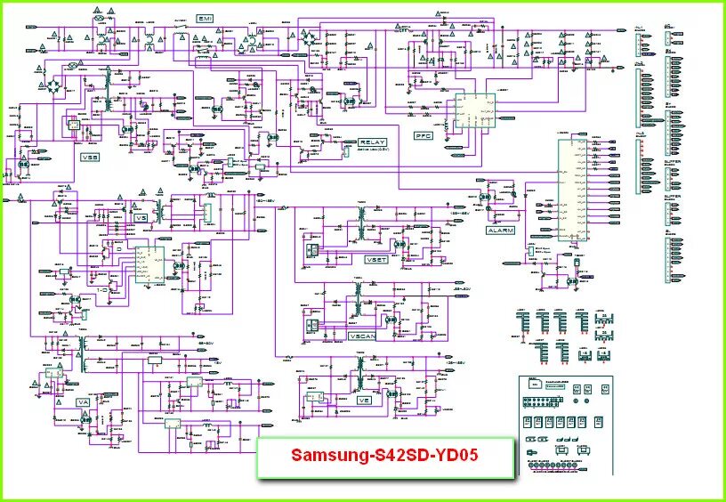 Принципиальная электрическая схема samsung yepp rm sf50 Samsung S42SD-YD05 схема блока питания Samsung-S42SD-YD05 - Все для ремонта элек