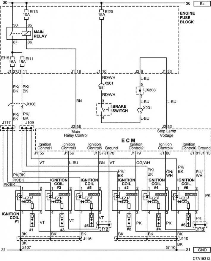 Принципиальная электрическая схема шевроле Engine Control Module (ECM): E77 (HFV6 3.2D) (Chevrolet Captiva 1 2006-2018: Ele