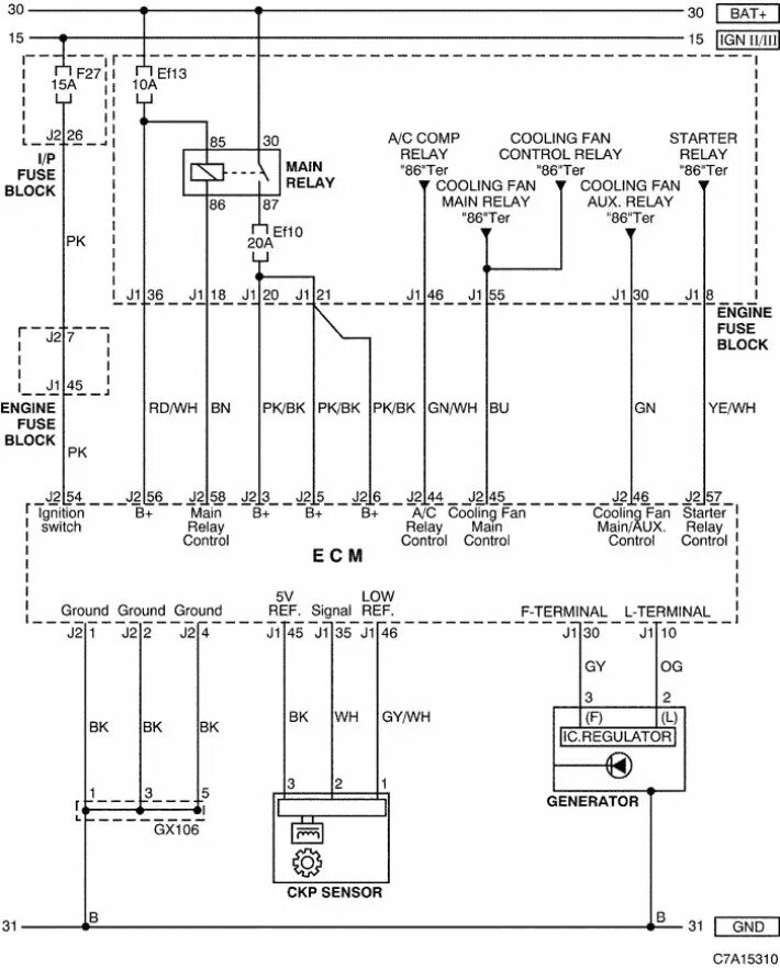 Принципиальная электрическая схема шевроле Engine Control Module (ECM): E77 (HFV6 3.2D) (Chevrolet Captiva 1 2006-2018: Ele