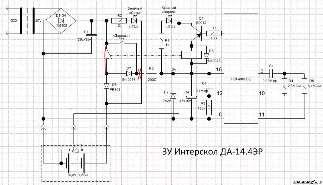 Принципиальная электрическая схема шуруповерта дш 600 эр Форум РадиоКот * Просмотр темы - зу 14.4