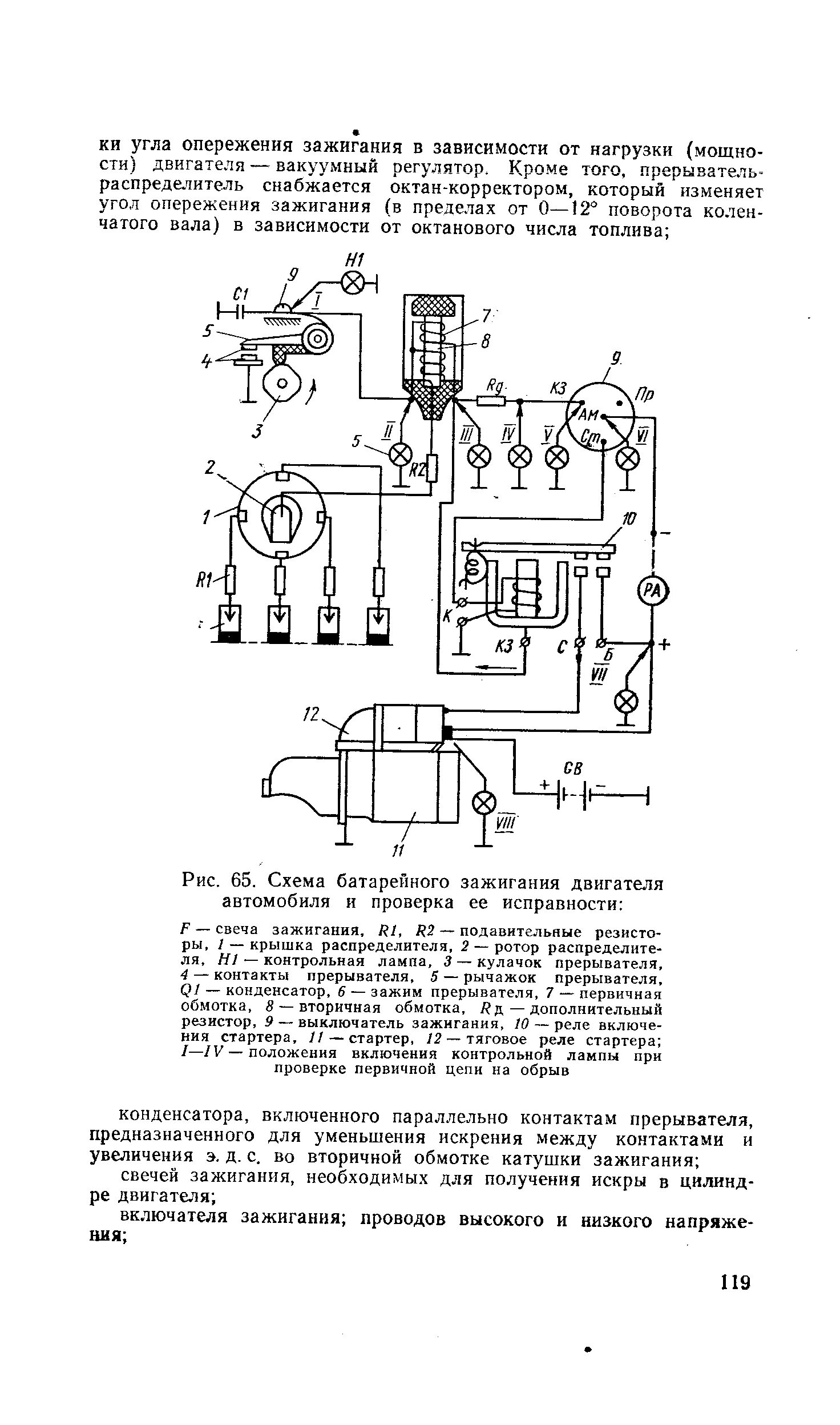 Принципиальная электрическая схема системы батарейного зажигания Схема батарейного зажигания двигателя автомобиля и проверка ее исправности - Энц