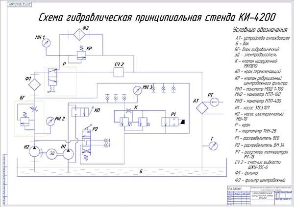 Принципиальная электрическая схема стенда Дипломный проект диагностирование гидроагрегатов, изучение неисправностей и прич