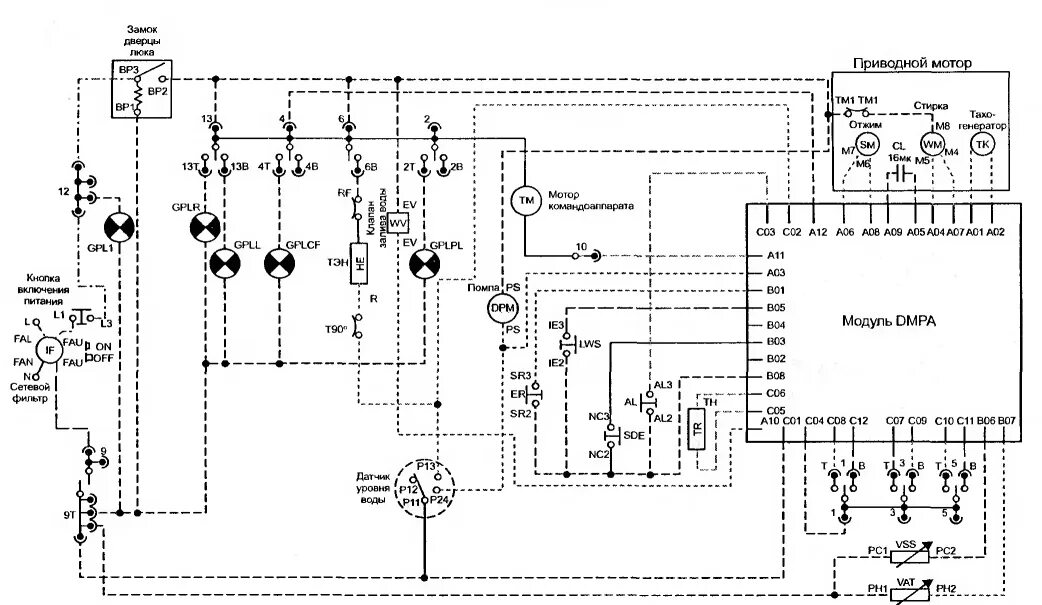 Принципиальная электрическая схема стиральной машины Схемы блоков стиральных машин: найдено 89 изображений