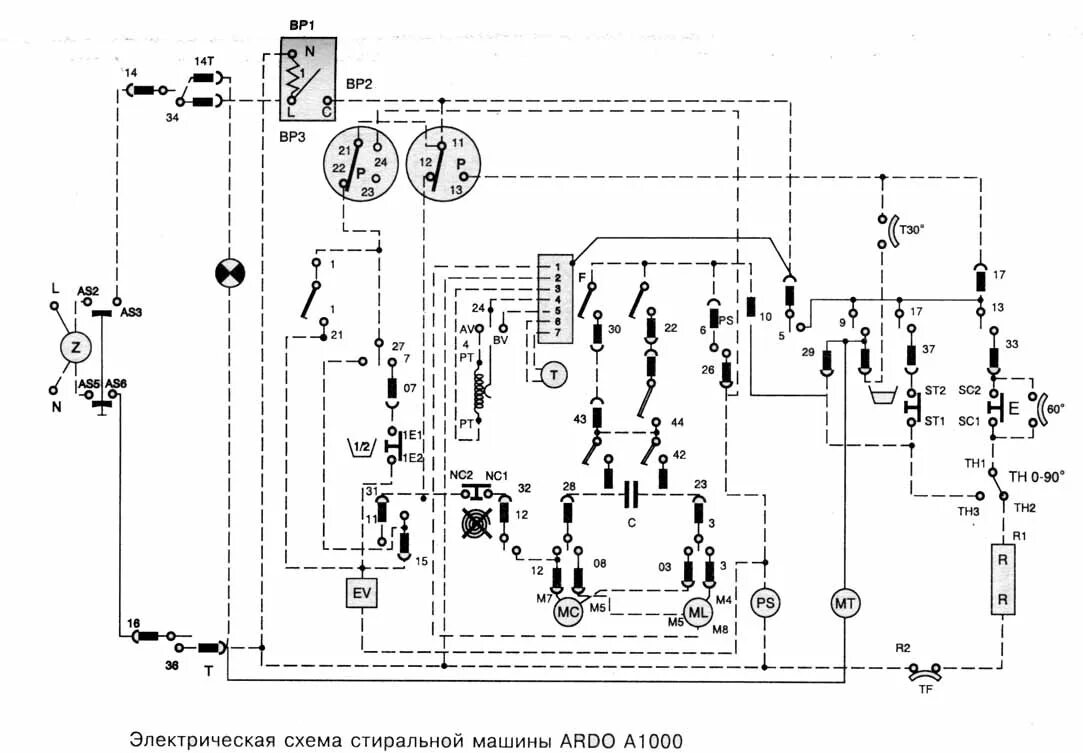 Принципиальная электрическая схема стиральной optima wmsd 25 Ремонт стиральных машин