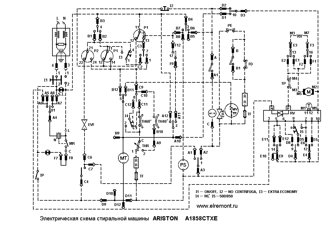 Принципиальная электрическая схема стиральной optima wmsd 25 Схемы стиральных машины "Ariston"