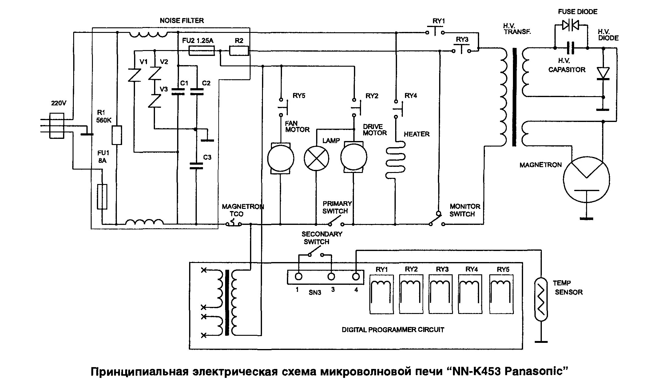 Принципиальная электрическая схема свч панасоник nn sd381s Микроволновая печь " Panasonic NN8850"