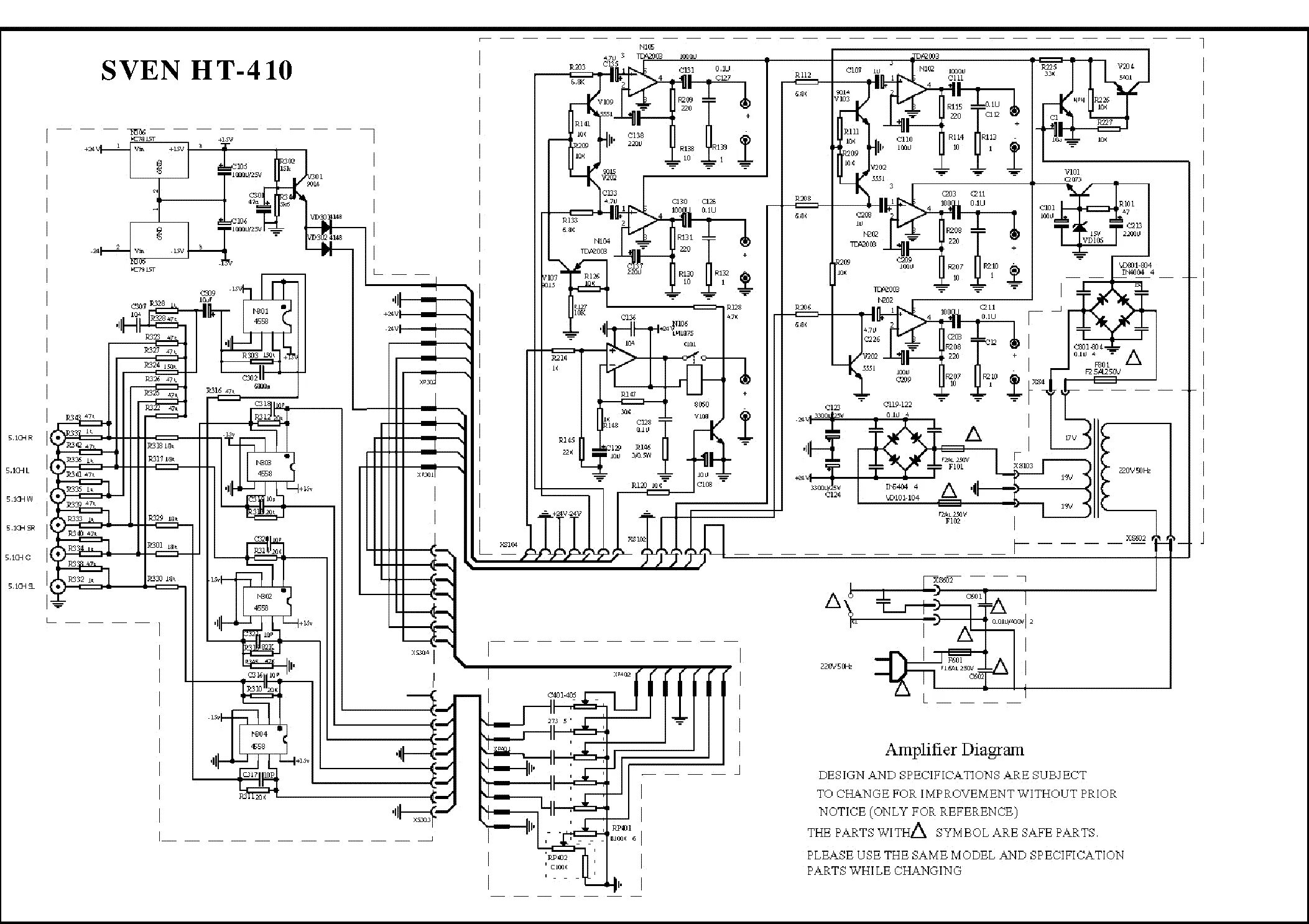 Принципиальная электрическая схема sven SVEN HT-475 SCH Service Manual download, schematics, eeprom, repair info for ele