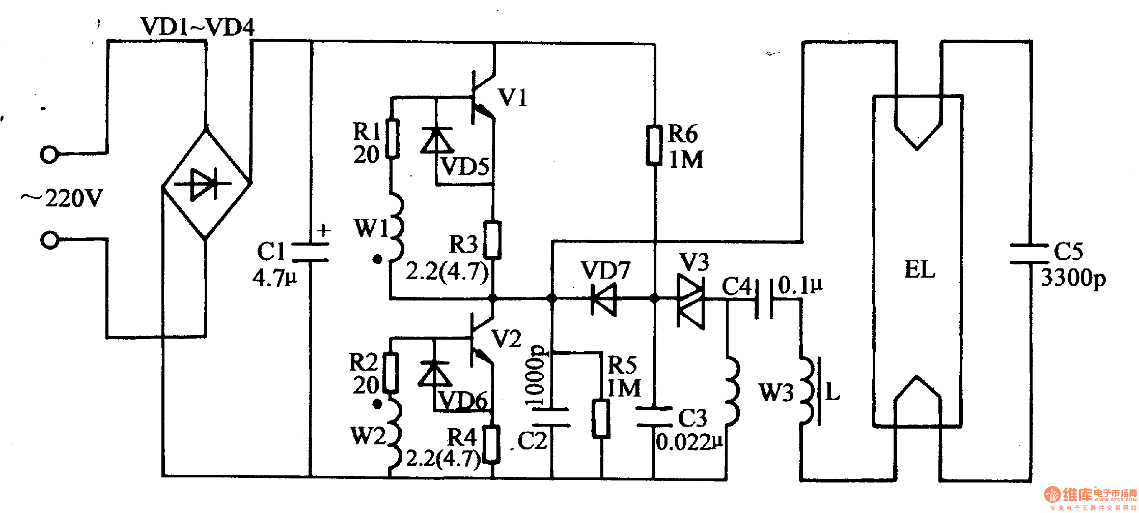 Принципиальная электрическая схема светильника Fluorescent Lamp Electronic Ballast (5) - Control_Circuit - Circuit Diagram - Se