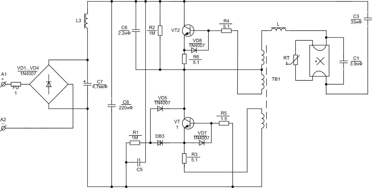 Принципиальная электрическая схема светильника Срочно нужна помощь!!! - Форум про радио
