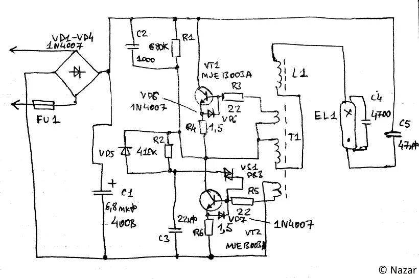 Принципиальная электрическая схема светильника Схема ЭПРА КЛЛ TCP BMHS30E27DL - Электроника, самоделки - Nazar - Участники - Фо