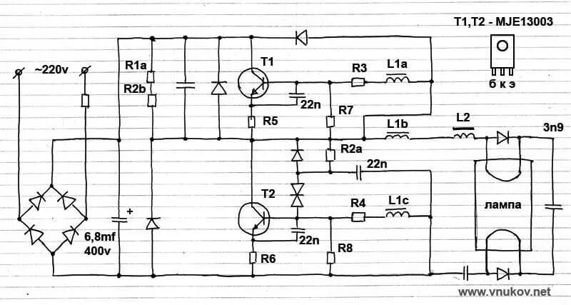 Принципиальная электрическая схема светильника navigator nel b2 Ремонт лампы дневного света Navigator NEL-C2 - Мастер Пайки