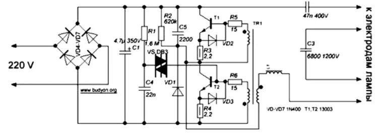 Принципиальная электрическая схема светильника navigator nel b2 Балласт для люминесцентных ламп: схемы электронных балластов, как проверить и по