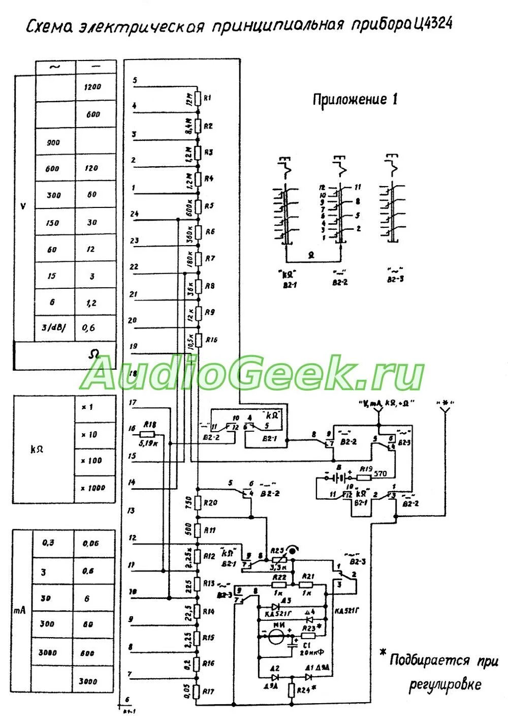 Принципиальная электрическая схема ц4324 Ц4324 - Комбинированный измерительный прибор, схема и инструкция