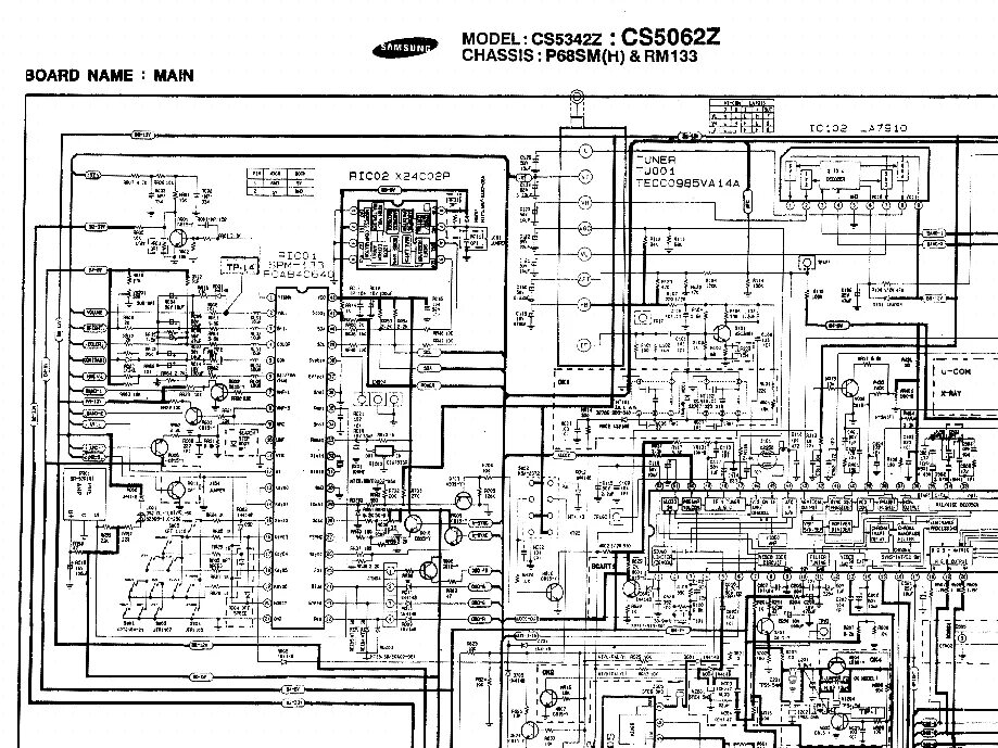 Принципиальная электрическая схема телевизора samsung SAMSUNG CMP5400S CMP6200S CHASSIS P51A Service Manual download, schematics, eepr