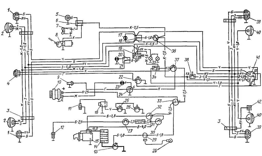 Принципиальная электрическая схема трактора т 25 Схема трактора т40 схема электрооборудования трактора Т-40 Opex.ru opex.ru