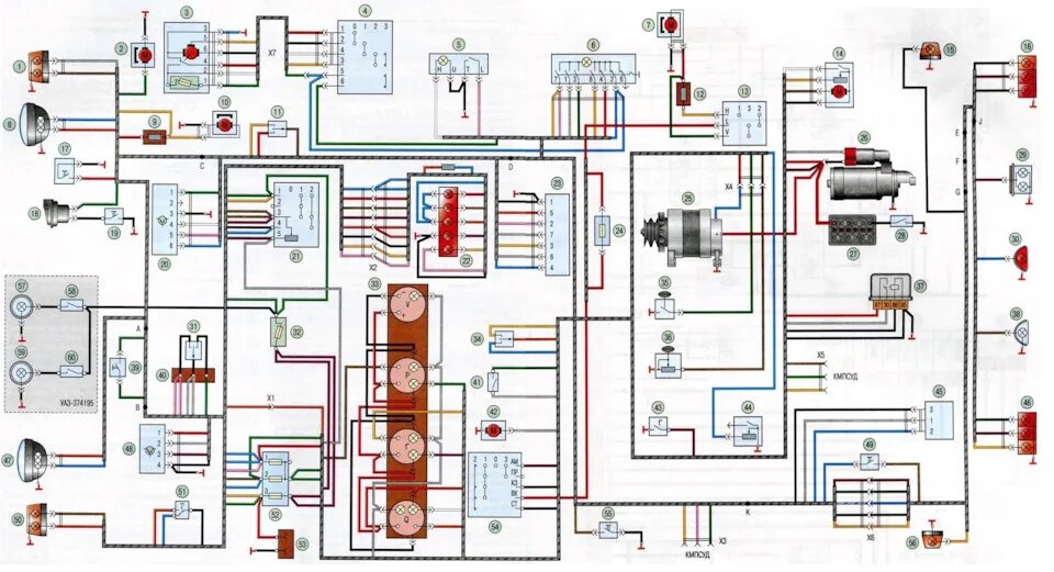 Принципиальная электрическая схема уаз Схема электропроводки уаз буханка 409 мотор - УАЗ 390995, 2,6 л, 2013 года полом