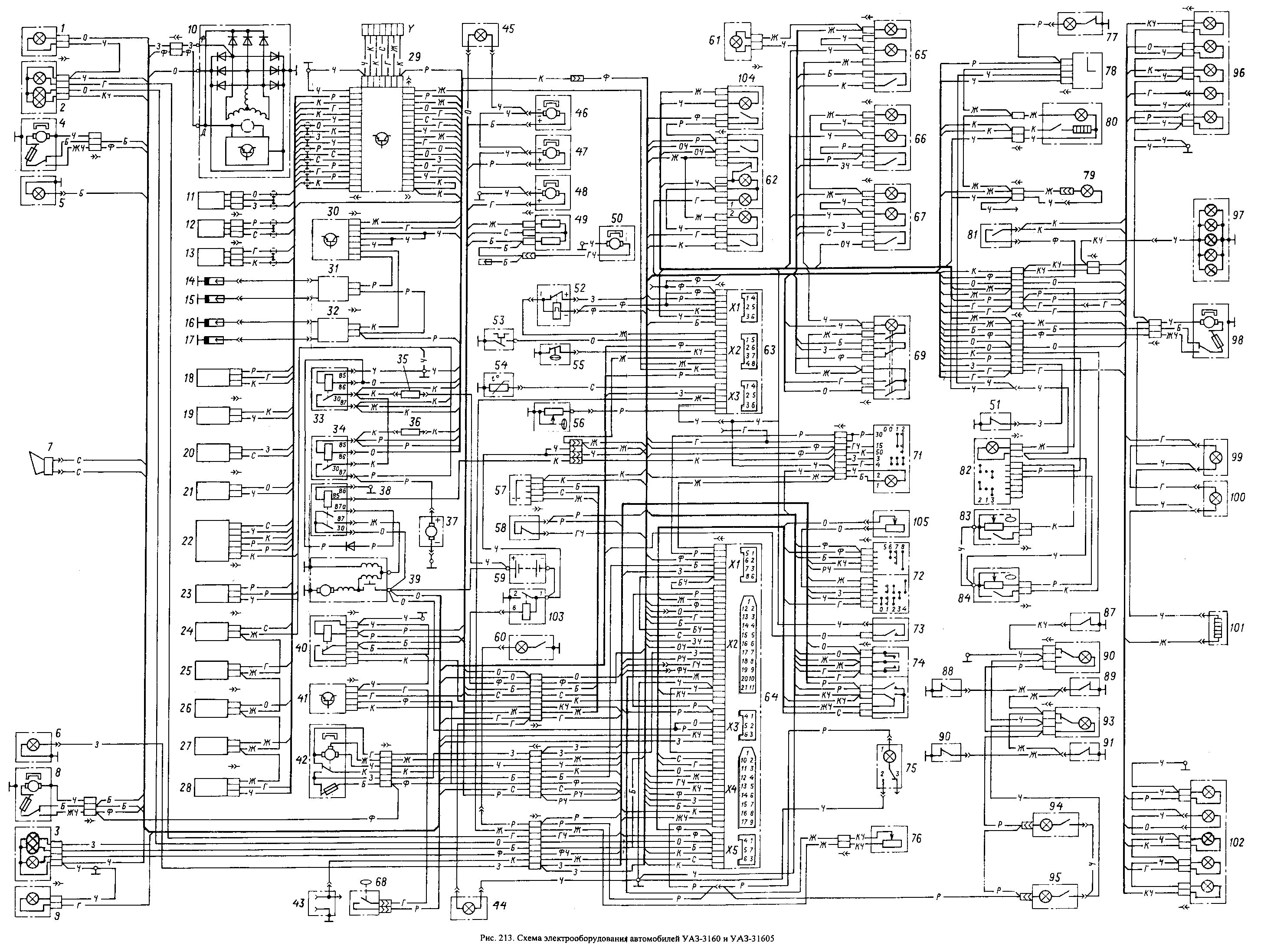 Принципиальная электрическая схема уаз СХЕМА УАЗ-3160
