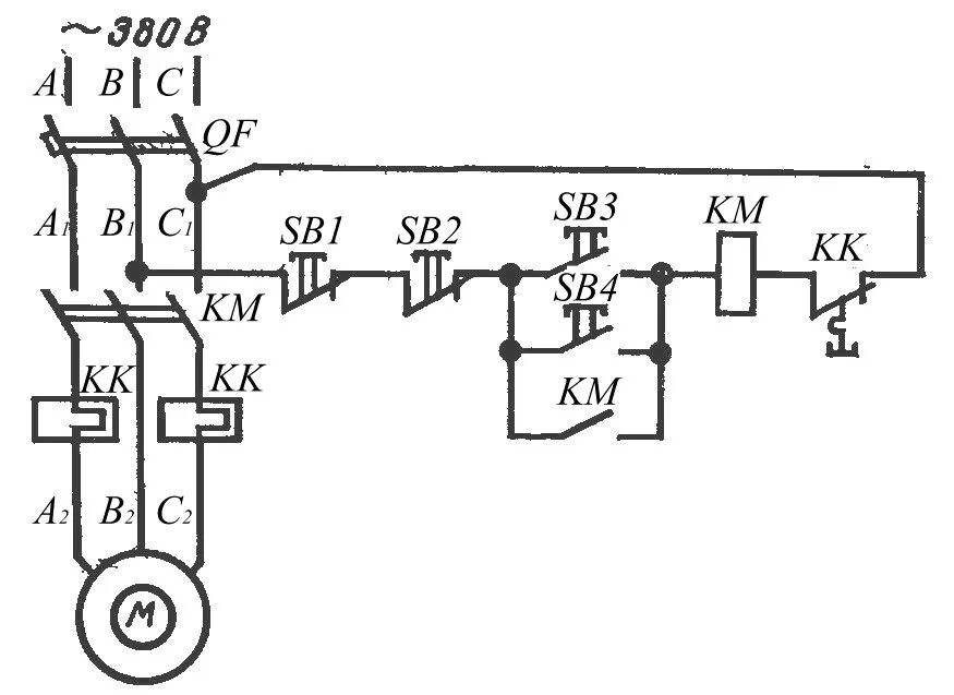 Принципиальная электрическая схема управления асинхронным электродвигателем Мнемотехника... или схемы алгоритмы и другое