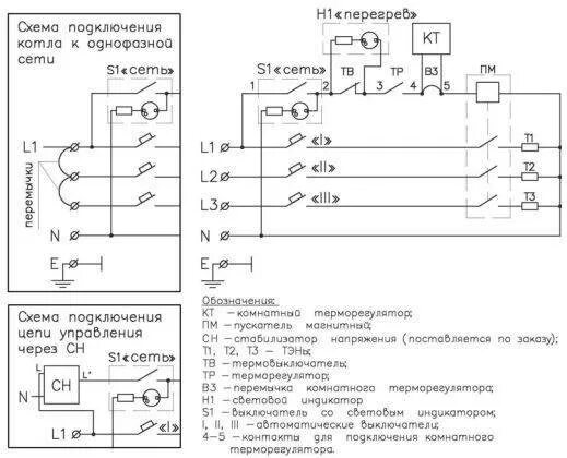 Принципиальная электрическая схема управления электрическим котлом Схема подключения электрокотла zota