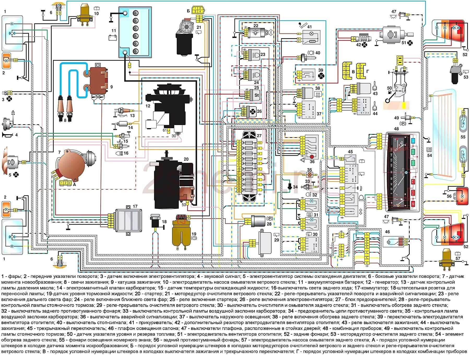 Принципиальная электрическая схема ваз Схема ВАЗ-1111 ОКА