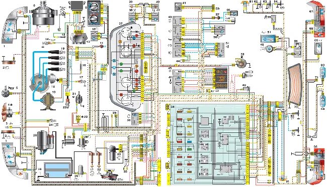 Принципиальная электрическая схема ваз 21 Схемы электрооборудования ВАЗ-2110, 2111, 2112 (1995-2009)