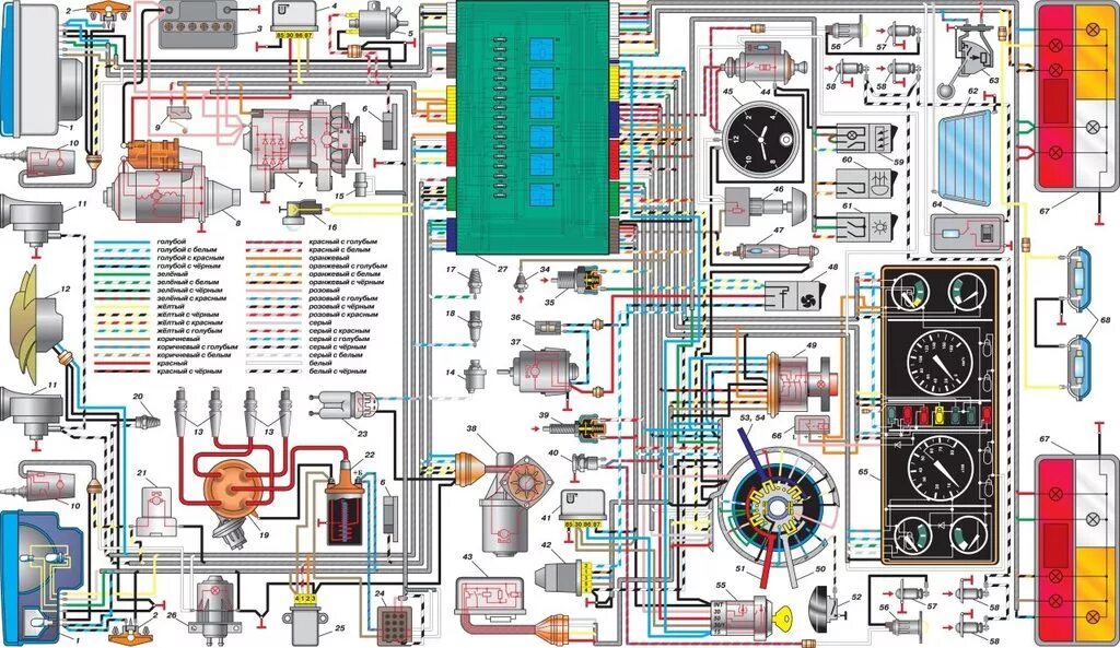 Принципиальная электрическая схема ваз 2107 Ремонт ВАЗ 2107 (Жигули) : Cхема