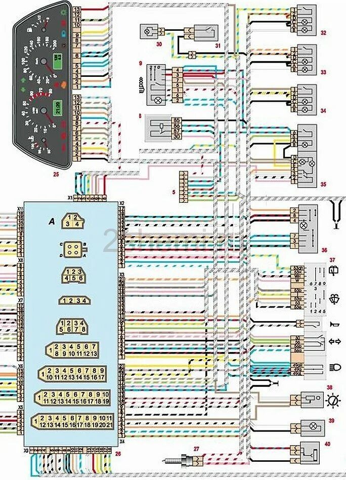 Принципиальная электрическая схема ваз 2114 Электросхема на ваз 2114 вся схема электропроводки - radiochipi.ru