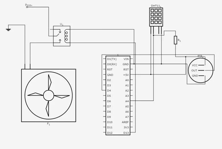Принципиальная электрическая схема вентилятора Автоматика управления вентилятором в ванной Аппаратная платформа Arduino