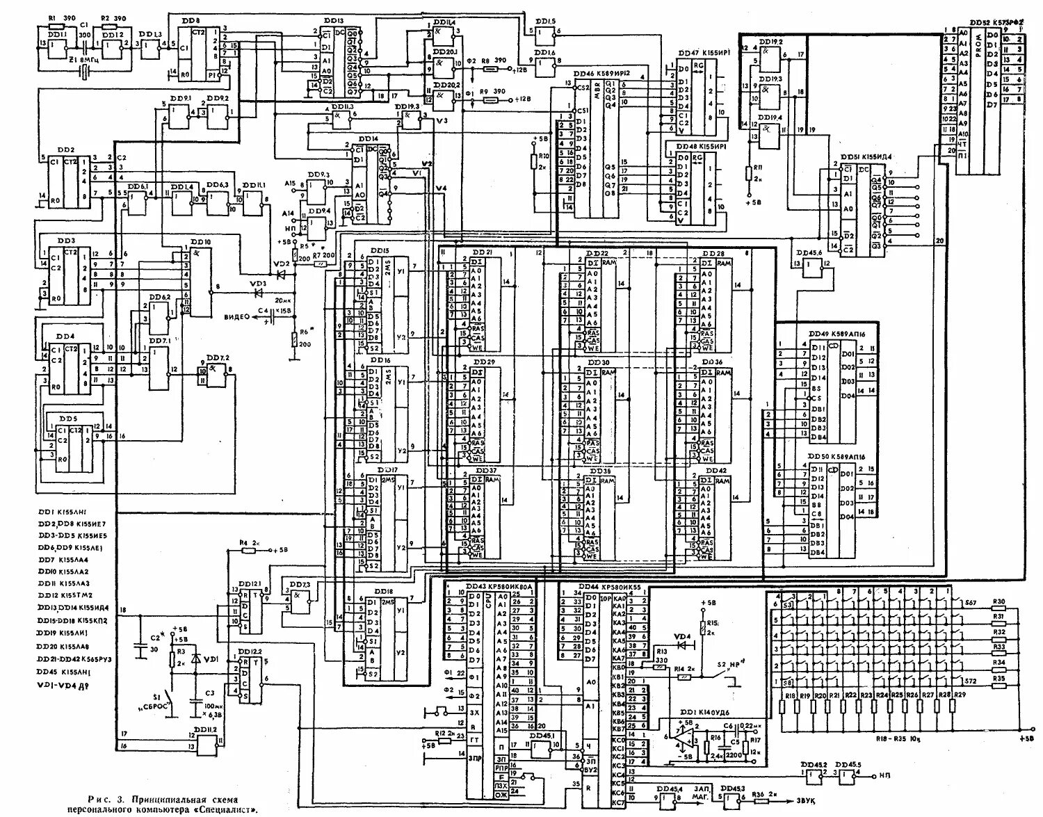 Принципиальная электрическая схема видео Файл:MK-02-87-Specialist-03.png - Emuverse