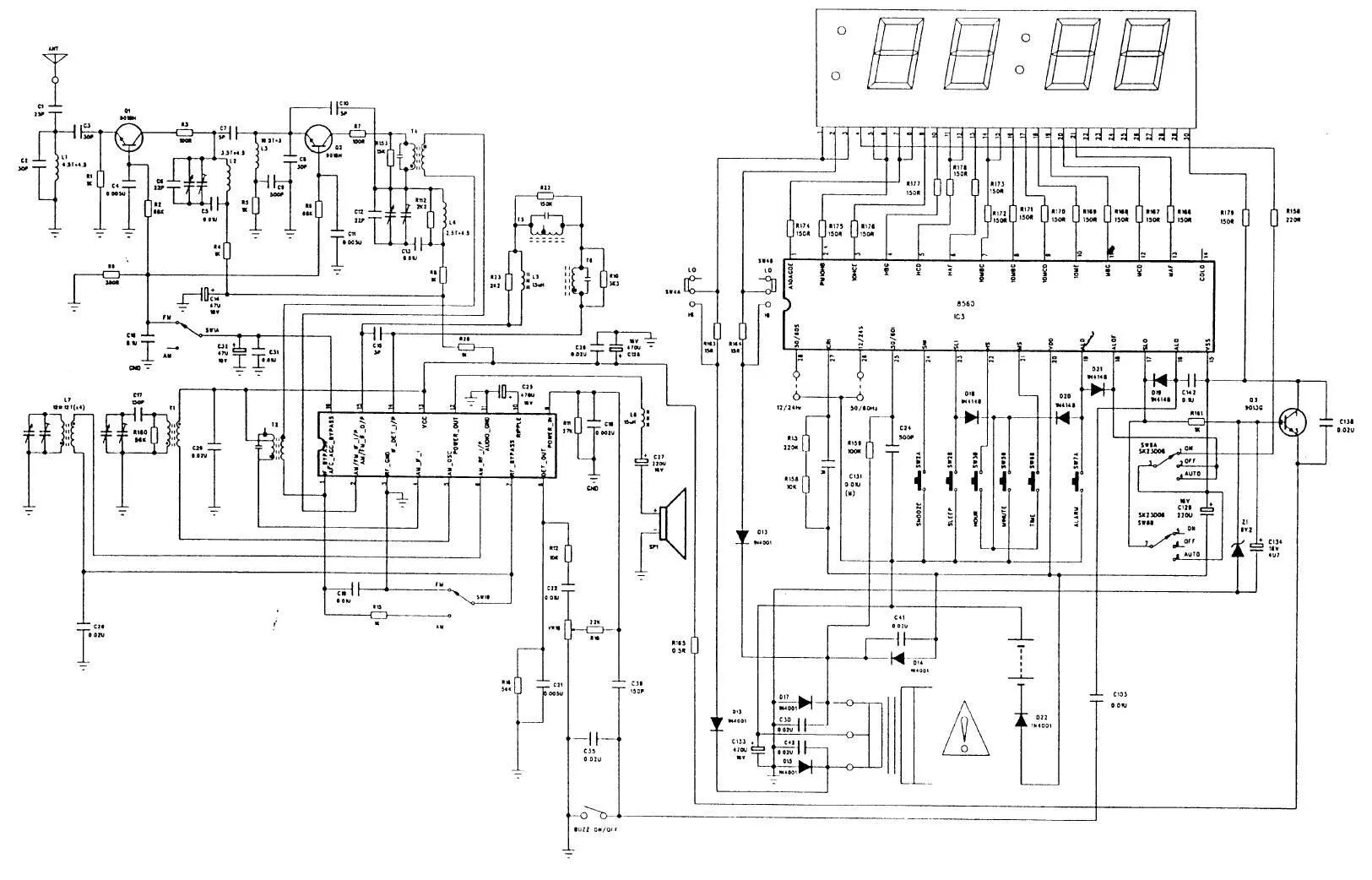 Принципиальная электрическая схема vitek Часы-будильник (U на вторичной обмотке трансформатора). - Форум про радио