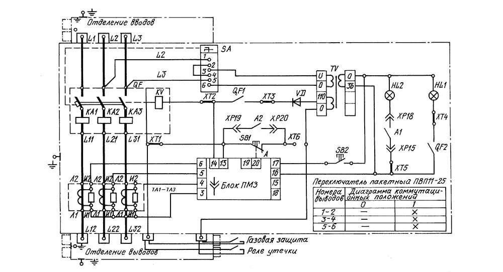 Принципиальная электрическая схема выключателя АВ-400