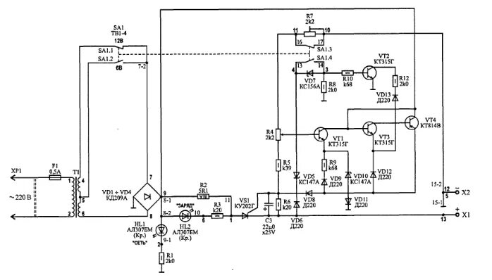 Принципиальная электрическая схема зарядного устройства Форум РадиоКот * Просмотр темы - Автомобильное ЗУ 1п-12\6-УЗ