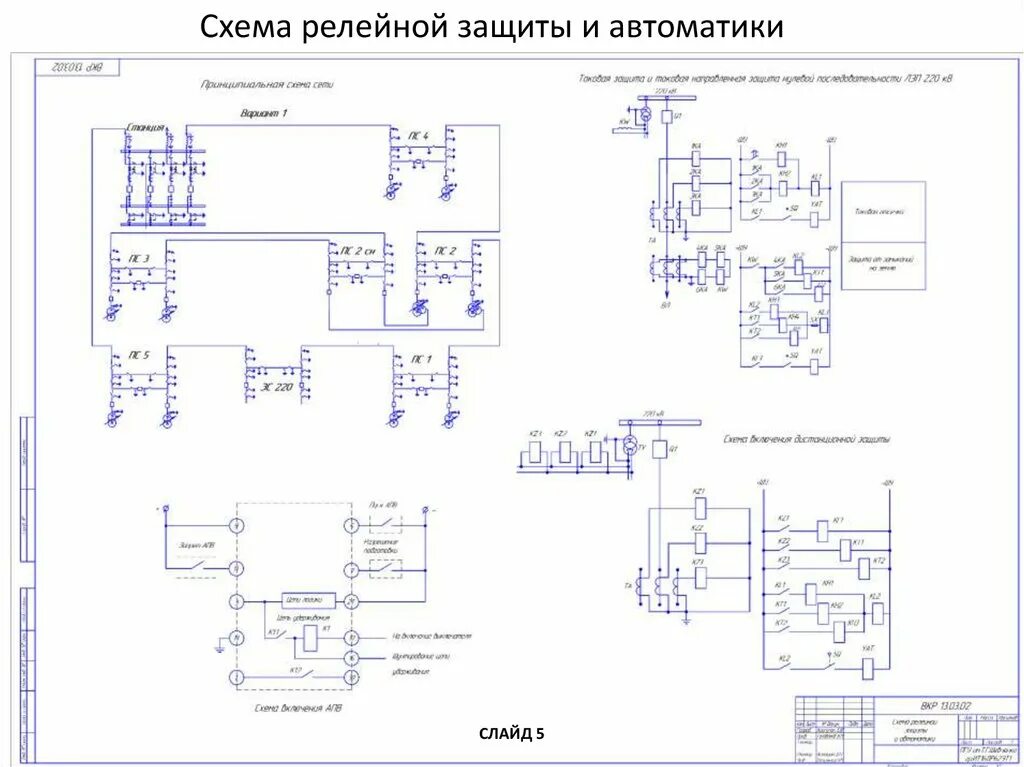 Принципиальная электрическая схема защиты Тп рза