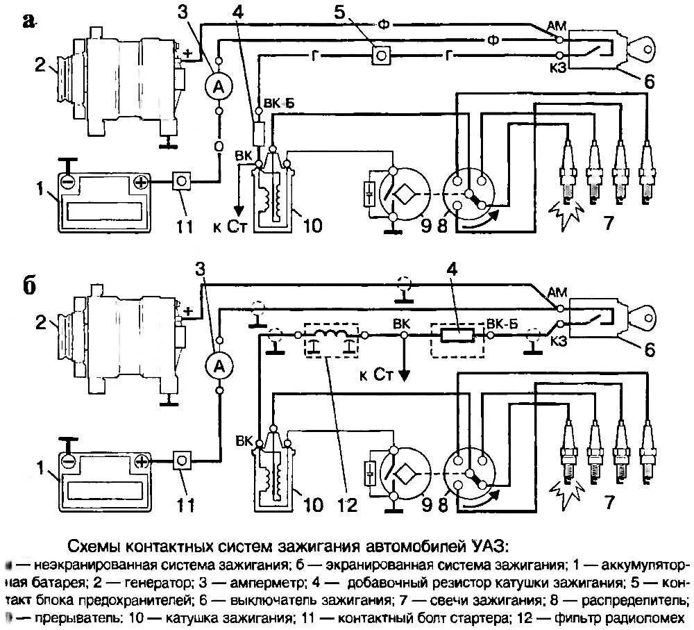 Принципиальная электрическая схема зажигания уаз 31512 Схема топливной системы уаз 469 - фото - АвтоМастер Инфо