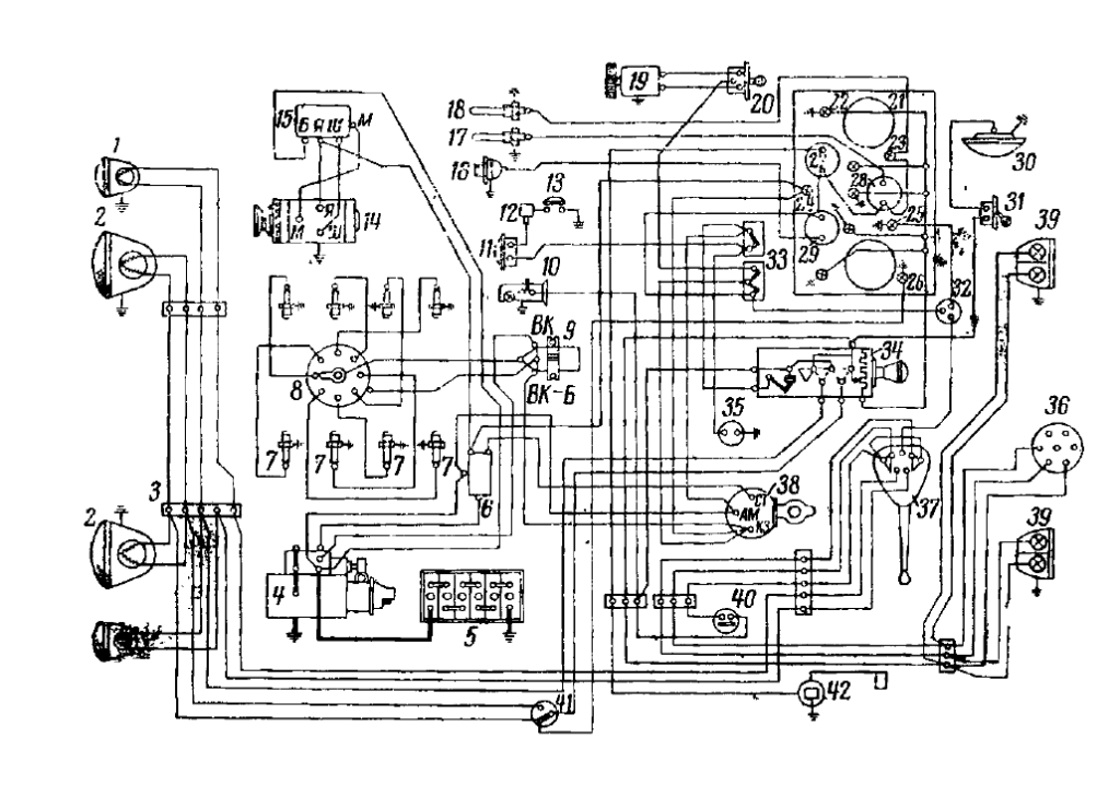 Принципиальная электрическая схема зил Схема электрооборудования автомобиля ЗИЛ-130
