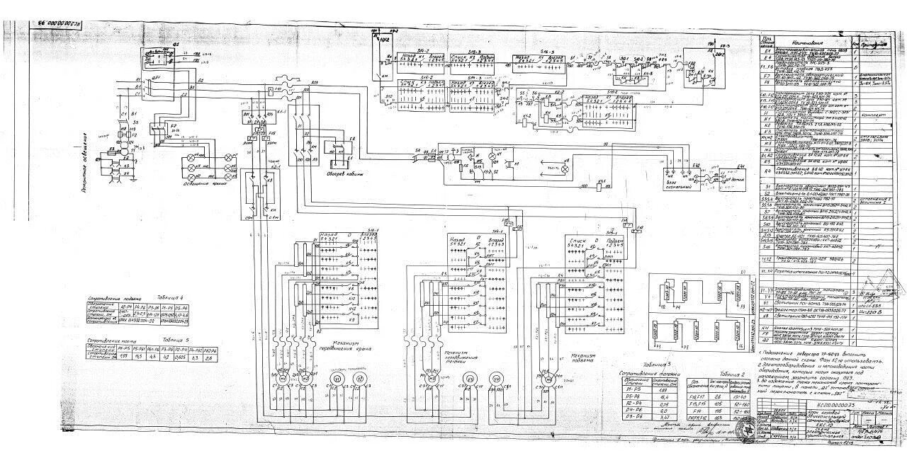 Принципиальная схема электрических соединений craneinfo.ru: Кран козловой ККС-10. Сборочный чертеж СБ и схема электрическая пр