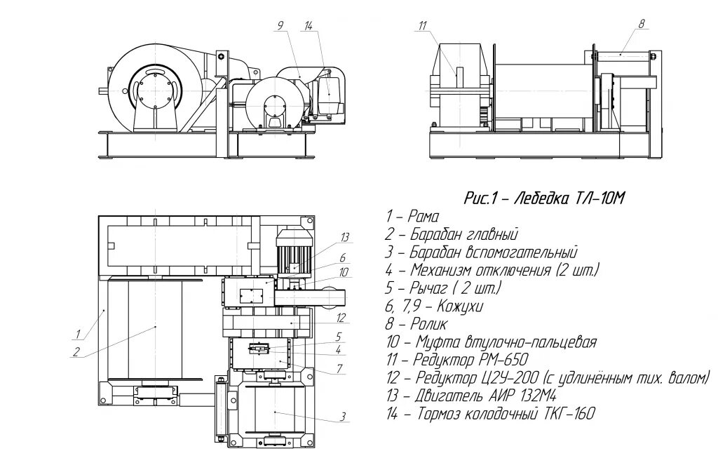 Принципиальная схема электрической лебедки Лебедка ТЛ-15М купить в Екатеринбурге по низкой цене "КранМаш"
